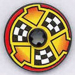 LEGO part Technic, Disk 3 x 3 with Checkered Flags and Arrows on Red Pattern (Sticker) - Set 8241 (2723pb025)