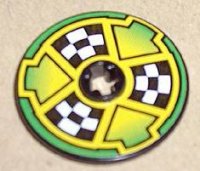 LEGO part Technic, Disco 3 x 3 con Bandiere a Scacchiera e Frecce su Motivo Verde (Adesivo) - Set 8241 2723pb026