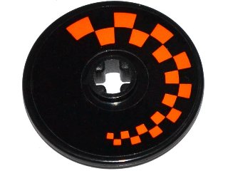 LEGO part Technic, Disco 3 x 3 con Motivo a Scacchiera Arancione Lato Modello Sinistro (Adesivo) - Set 42048 (2723pb062L)
