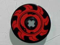LEGO part Technic, Disk 3 x 3 with Red Circular Saw Blade Pattern Model Right Side (Sticker) - Set 70639 2723pb087R