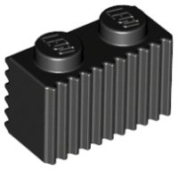 LEGO part Stein, Modified 1 x 2 with Grille / Fluted Profile 2877