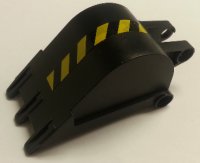 LEGO part Technic Schaufelbaggerschaufel 4 x 4 x 9 mit 3 Zähnen und Schwarze und Gelbe Gefahrenstreifen-Muster Modell Linke Seite (Aufkleber) - Set 7707 2950pb01l