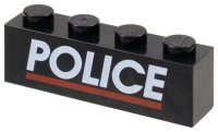 LEGO onderdeel Steen 1 x 4 met Wit 'POLICE' en Rode Lijn Patroon 3010pb030