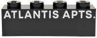 LEGO part Brick 1 x 4 with White 'ATLANTIS APTS.' Pattern 3010pb361