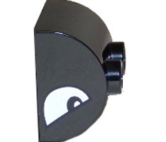 LEGO part Pendenza, Curva 2 x 2 Doppia con 2 Studs Vuoti con Motivo Occhi Bianchi Parzialmente Chiusi su Entrambi i Lati (Super Mario Bullet Bill) (30165pb05)