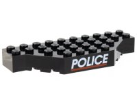 LEGO part Stein, Modificado 4 x 10 con Esquinas Cortadas con Patrón de 'POLICE' Blanco y Línea Roja 30181pb01