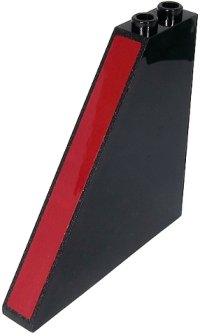 LEGO part Slope 55 6 x 1 x 5 without Bottom Stud Holders with Dark Red Stripe Pattern (Sticker) - Set 71712 30249pb06