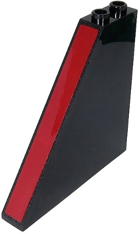 LEGO part Schräge 55 6 x 1 x 5 ohne untere Noppenstützen mit Dunkelrot-Streifen-Muster (Aufkleber) - Set 71712 (30249pb06)