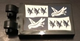 LEGO part Tile, Modified 2 x 3 with 2 Clips with Ravenclaw Banner Pattern (Sticker) - Set 71043 (30350bpb092)