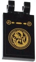 LEGO part Tuile, Modifiée 2 x 3 avec 2 Pinces avec Motif Dragon Or (Autocollant) - Set 70505 30350pb030
