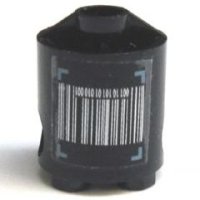 LEGO part Steen, Rond 2 x 2 x 2 Corps Robot avec Crochets Bleu Sable et Motif Code-Barres sur les Deux Côtés (Autocollants) - Set 7703 30361pb014