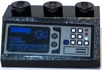 LEGO part Slope 45 2 x 3 with Light Bluish Gray Control Panel with White and Blue Buttons and Rectangle and Bar Chart on Screen Pattern (Sticker) - Set 75315 3038pb14