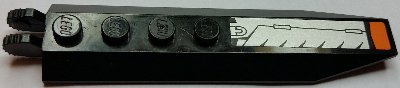 LEGO part Scharnier-Platte 1 x 8 mit abgewinkelten Seitenerweiterungen mit silbernem Hubschrauberrotor mit orangefarbenem Endmuster (Aufkleber) - Set 8969 (30407pb06)