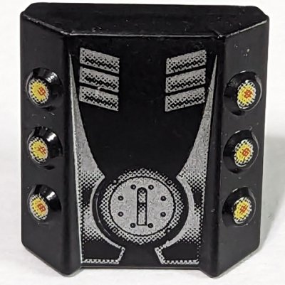 LEGO part Stein, Modifié 2 x 2 Sans Tenons, Incliné avec 6 Pistons Latéraux Surélevés avec Motif Moteur Argent (30603pb01)
