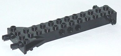 LEGO part Brick, Modified 2 x 12 with 2 Side Pins and 2 End Pins, Technic Holes, and 4W Flared End (30621)