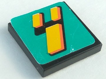LEGO onderdeel Tegel 2 x 2 met Schuin Digitaal Geel en Zwart Getal 4 op Donker Turquoise Achtergrond Patroon (Sticker) - Set 8257 (3068pb0114)