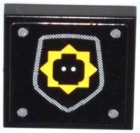 LEGO onderdeel Tegel 2 x 2 met Minifiguur Hoofd Badge en 4 Zilveren Klinknagels Patroon (Sticker) - Set 70808 3068pb0838