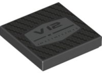 LEGO part Tile 2 x 2 with 'V12' and Texture Pattern 3068pb1342