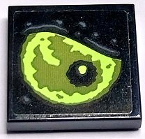 LEGO onderdeel Tegel 2 x 2 with Olive Green and Yellowish Green Eye with Black Pupil Pattern Model Right Side (Sticker) - Set 70435 (3068pb2330R)