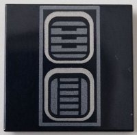 LEGO part Tile 2 x 2 with Dark Silver SW R2-D2 Astromech Droid Vents with Rectangle Border Pattern 3068pb2462