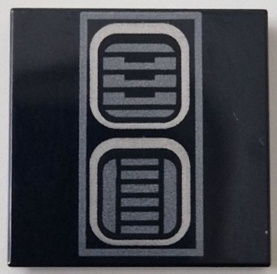 LEGO part Tile 2 x 2 with Dark Silver SW R2-D2 Astromech Droid Vents with Rectangle Border Pattern (3068pb2462)