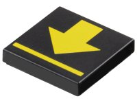 LEGO part Tile 2 x 2 with Yellow Arrow and Line Pattern 3068pb2581