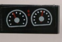 LEGO part Tile 1 x 2 with Two White Gauges Pattern (Sticker) - Set 8210 3069pb0026