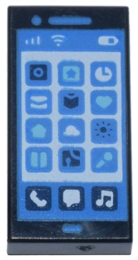 LEGO part Baldosa 1 x 2 con Pantalla de Teléfono Celular / Smartphone e Patrón de Iconos de Aplicación 3069pb0867