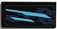 LEGO part Piastrella 1 x 2 con Motivo Strisce Azzurro Medio e Logo Chevrolet Blu Lato Sinistro Modello (Adesivo) - Set 75891 3069pb1120L