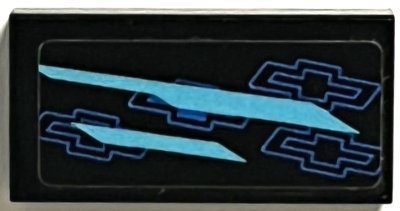 LEGO part Piastrella 1 x 2 con Motivo Strisce Azzurro Medio e Logo Chevrolet Blu Lato Sinistro Modello (Adesivo) - Set 75891 (3069pb1120L)