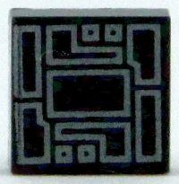 LEGO part Tile 1 x 1 with Silver Circuitry Pattern 3070pb123