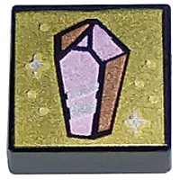 LEGO part Tile 1 x 1 with Metallic Pink and Copper Crystal on Gold Background with Sparkles Pattern 3070pb275
