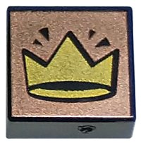 LEGO part Tile 1 x 1 with Gold Crown on Copper Background Pattern 3070pb276