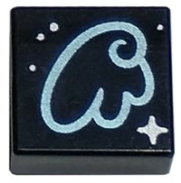 LEGO part Tile 1 x 1 with Metallic Light Blue Wing Outline and Silver Sparkle and Dots Pattern 3070pb282