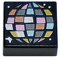 LEGO part Tile 1 x 1 with Disco Ball with Copper, Gold, Metallic Light Blue, Metallic Pink, Dark Silver, and Silver Sections Pattern (3070pb284)