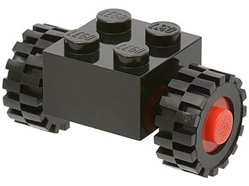LEGO part Stein, Modificado 2 x 2 con Ruedas Rojas para Neumático Individual con Neumáticos Negros 15mm D. x 6mm Desplazamiento Banda Pequeña (3137c01 / 3641) (3137c01assy2)