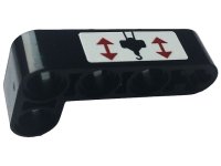LEGO part Technic, Liftarm, Modified Bent Thick L-Shape 2 x 4 with Red Arrows and Black Hook Pattern Model Right Side (Sticker) - Set 42108 32140pb16R