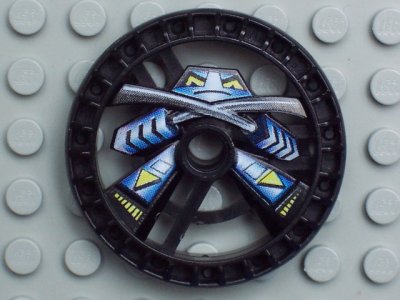 LEGO part Technic, Disco 5 x 5 - Rueda Talismán RoboRider, Molde Ninja con patrón Robótico (32349pb01)