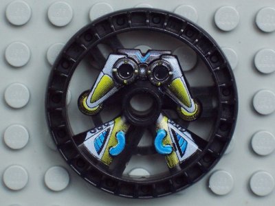 LEGO part Technic, Disk 5 x 5 - RoboRider Talisman Wheel, Scout Mold with Robot Pattern (32351pb01)