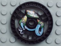 LEGO part Technic, Disk 5 x 5 - RoboRider Talisman Wheel, Rope Mold with Robot Pattern 32354pb01