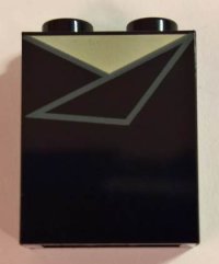 LEGO part Brick 1 x 2 x 2 with Inside Stud Holder with White Triangle and Light Bluish Gray Triangle Outline Pattern 3245cpb069