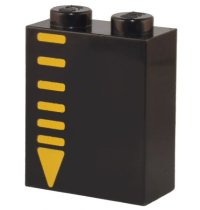 LEGO part Brick 1 x 2 x 2 with Inside Stud Holder with Bright Light Orange Lines and Triangle Pattern 3245cpb199