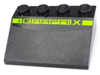 LEGO part Slope 33 3 x 4 with Lime 'GRAPHiX' Pattern (Sticker) - Set 8192 (3297pb017)