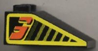 LEGO part Schräge 33 3 x 2 con Patrón Rayas Negras y Número Naranja 3 sobre Amarillo en Ambos Lados (Pegatinas) - Set 8239 3298pb004