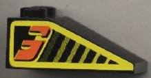 LEGO part Schräge 33 3 x 2 with Black Stripes and Orange Number 3 on Yellow Pattern Both Sides (Stickers) - Set 8239 (3298pb004)