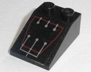 LEGO part Schräge 33 3 x 2 mit Silber Schaltkreise 6 Linien in Rotem Trapez Umriss Muster (Aufkleber) - Set 7702 (3298pb031)