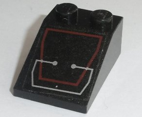LEGO part Schräge 33 3 x 2 mit Silber Schaltkreise in Rotem Trapez Umriss Muster (Aufkleber) - Set 7702 (3298pb032)