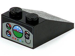 LEGO part Schräge 33 3 x 2 with Gauges, Horizon Screen, and Radio Pattern on Rear Face (Sticker) - Set 8213 (3298pb033)