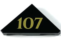 LEGO part Tuile, Modifiée 2 x 2 Triangulaire avec Motif Or '107' 35787pb004