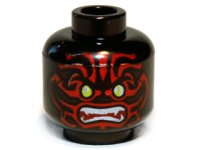 LEGO part Minifigure, Head Alien with Lime Eyes, White Fangs, Red Face Decorations and Dark Red Mouth Pattern 3626pb0845